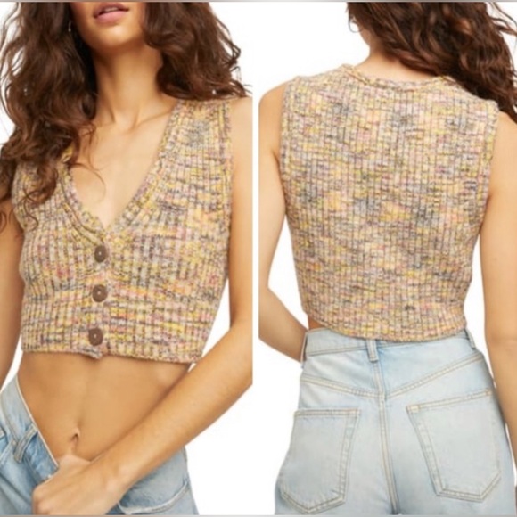 Free People Sweaters - NWOT Free People Mystic Island Vest beach shells combo size small